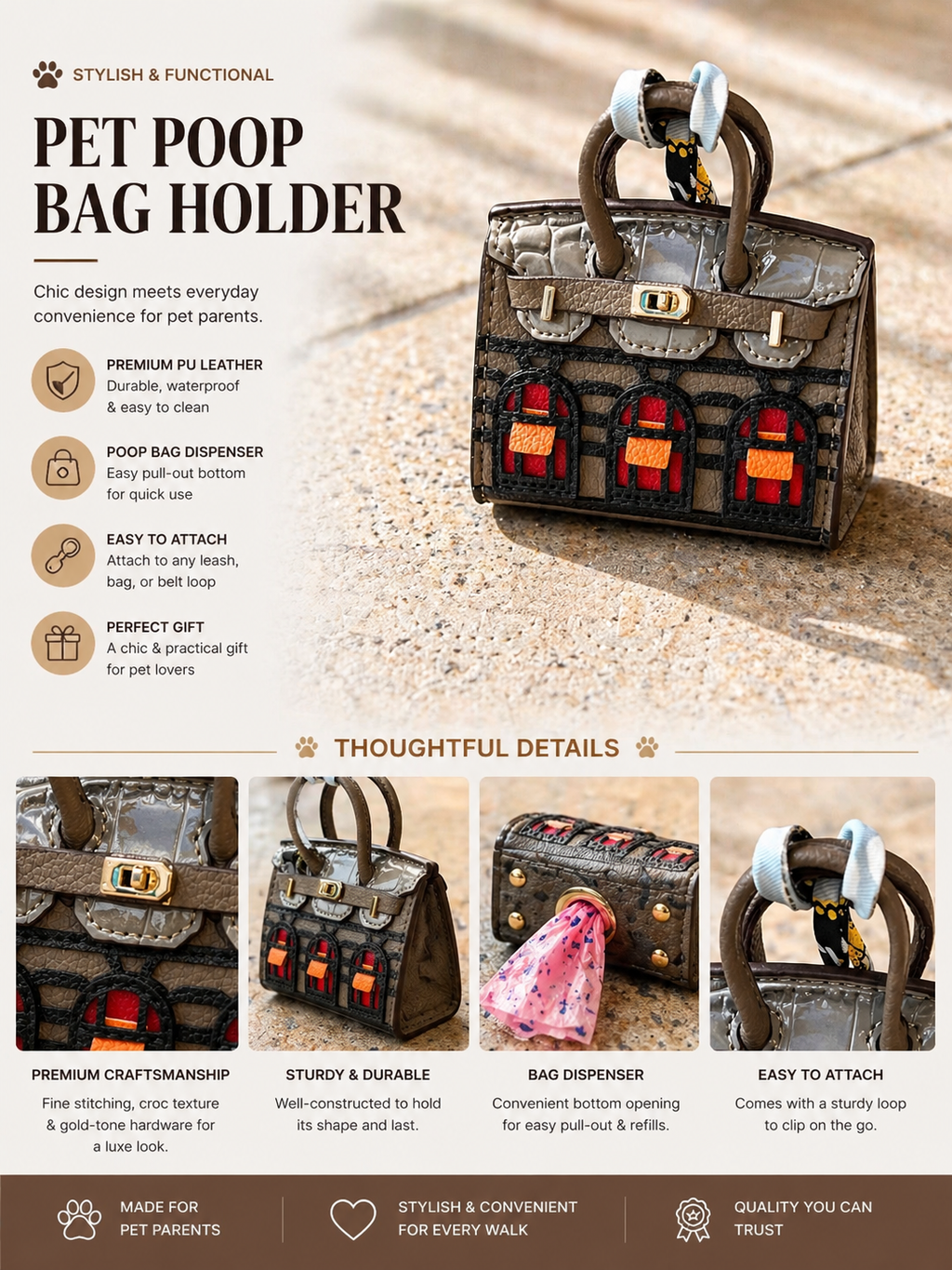 Boutique Handbag Dog Waste Bag Holder