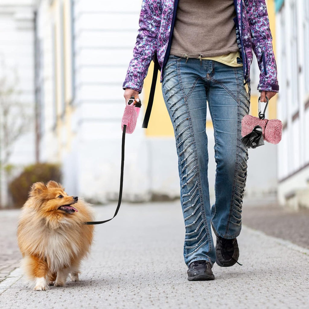Sparkle Retractable Dog Leash – 9.8 ft Crystal Design