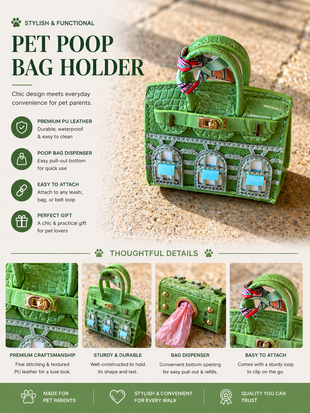 Boutique Handbag Dog Waste Bag Holder