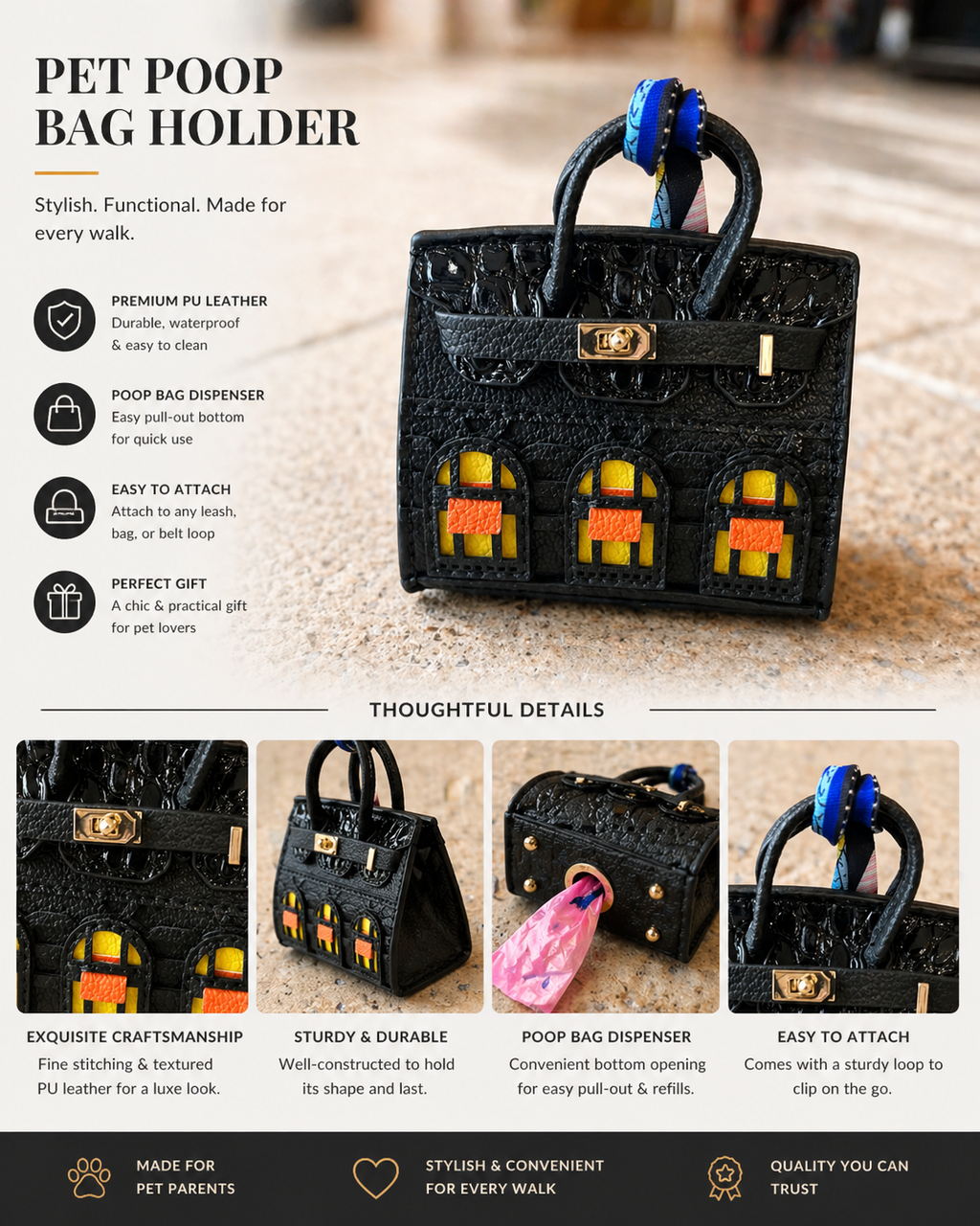 Boutique Handbag Dog Waste Bag Holder