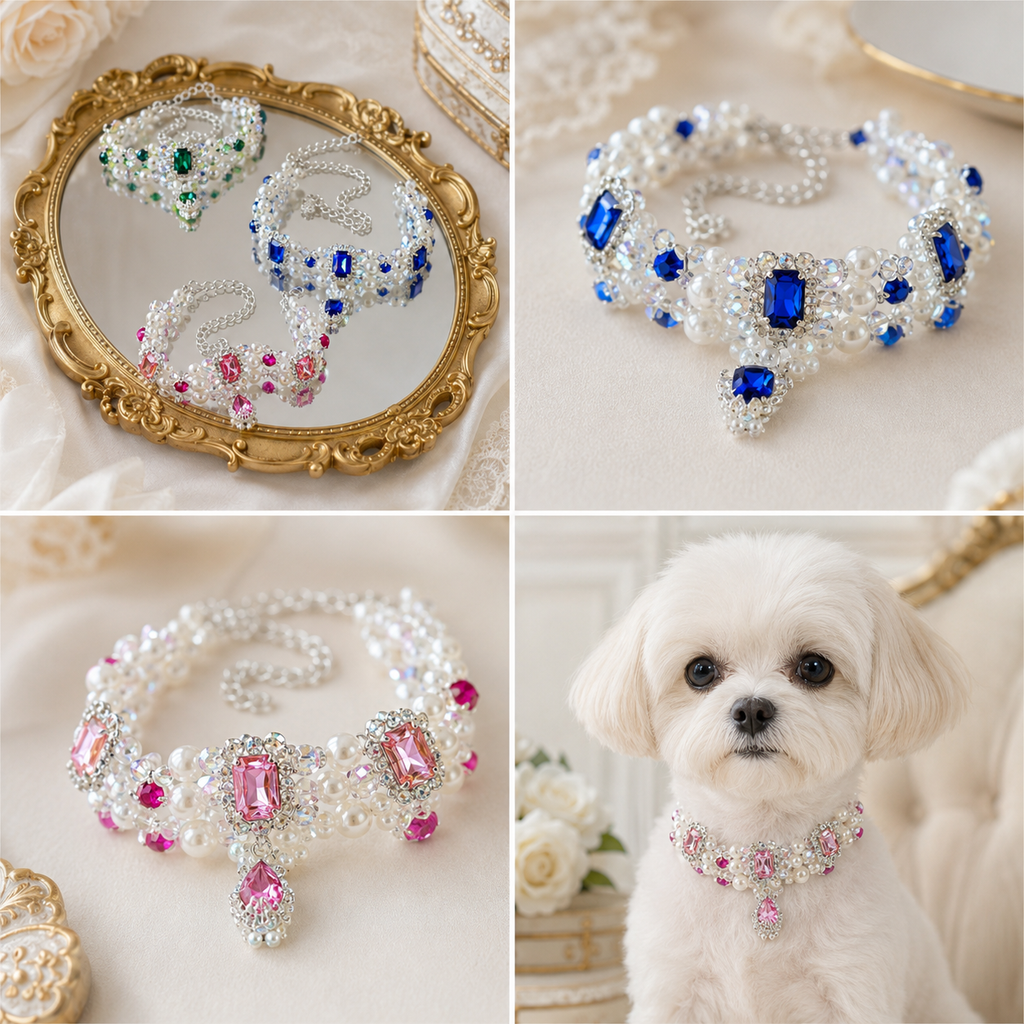 Pearl Rhinestone Pet Necklace