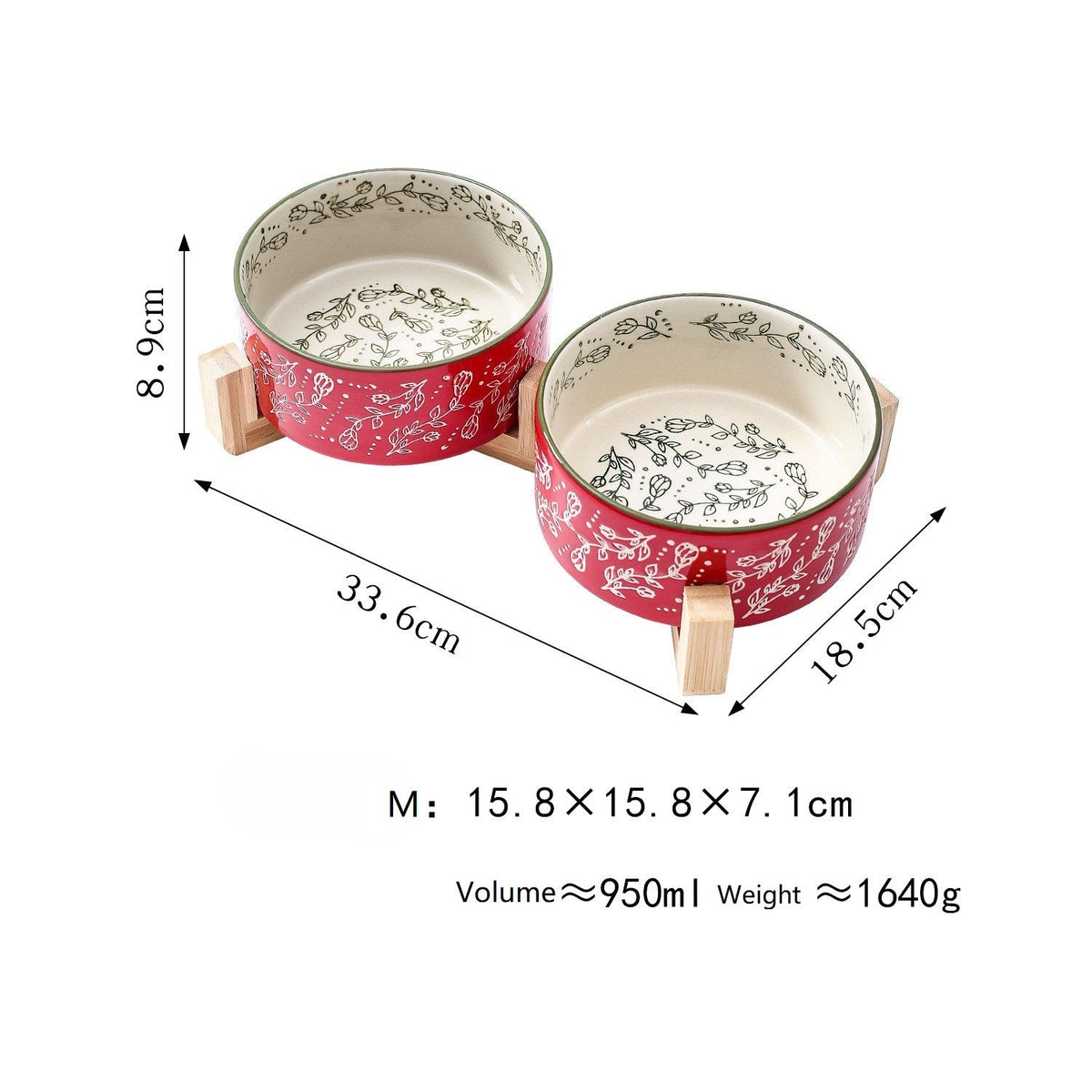 Garden Pattern Ceramic Pet Bowl with Stand
