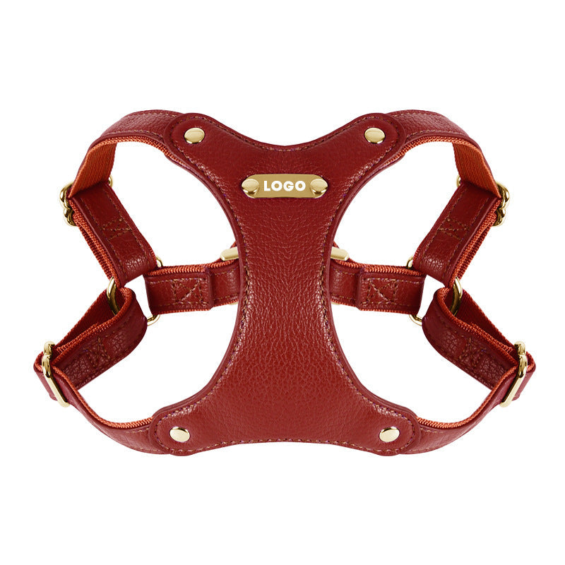 Boutique Leather Dog Harness & Leash Set – Brown/Green