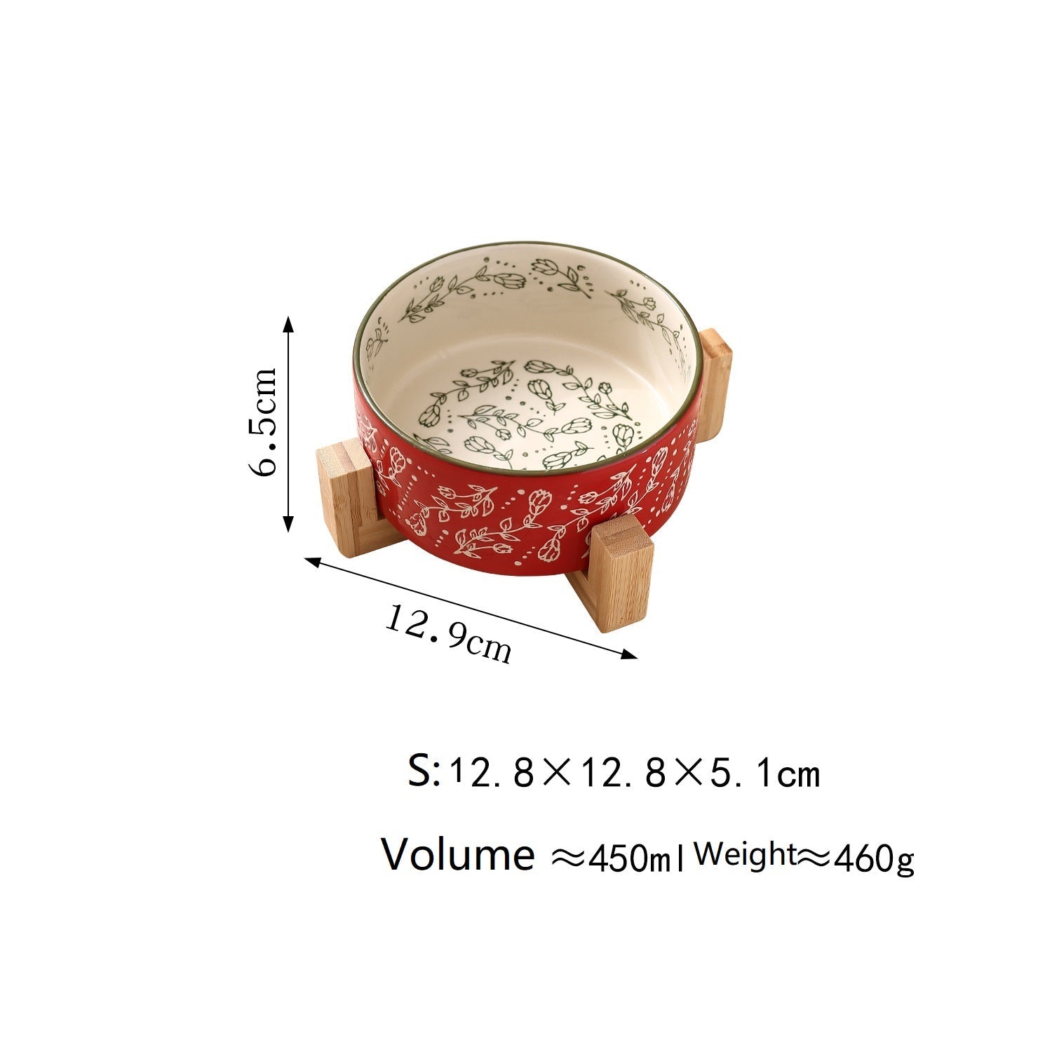 Garden Pattern Ceramic Pet Bowl with Stand
