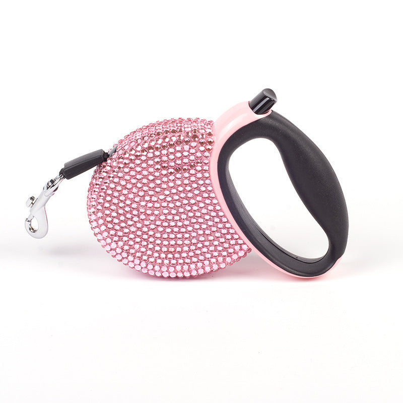 Sparkle Retractable Dog Leash – 9.8 ft Crystal Design