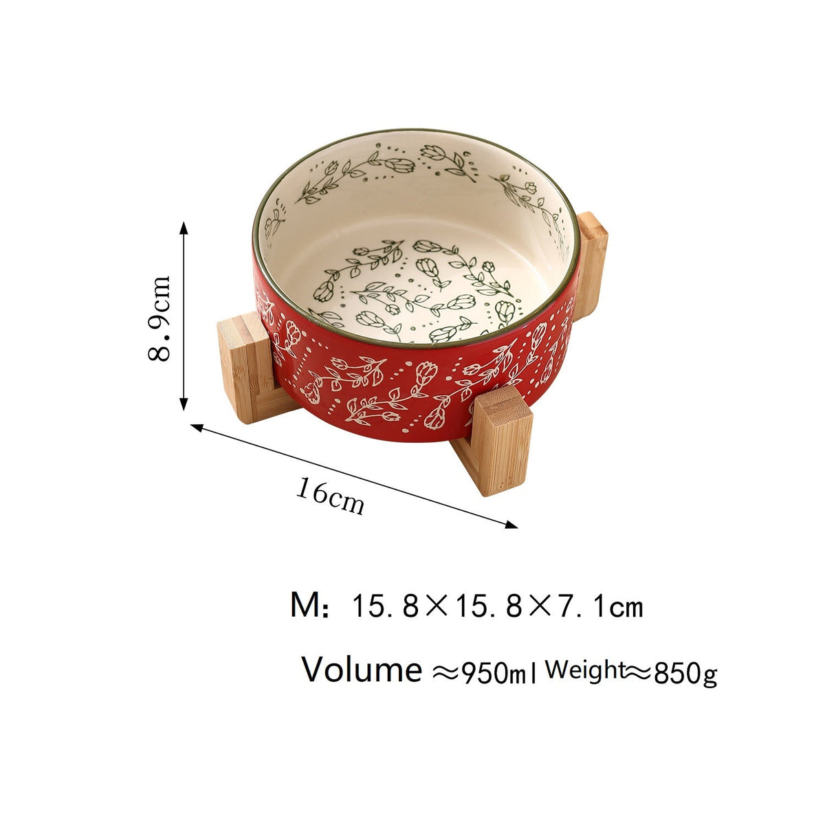 Garden Pattern Ceramic Pet Bowl with Stand