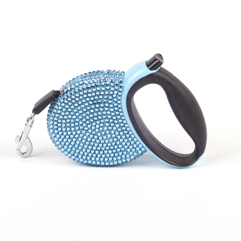 Sparkle Retractable Dog Leash – 9.8 ft Crystal Design