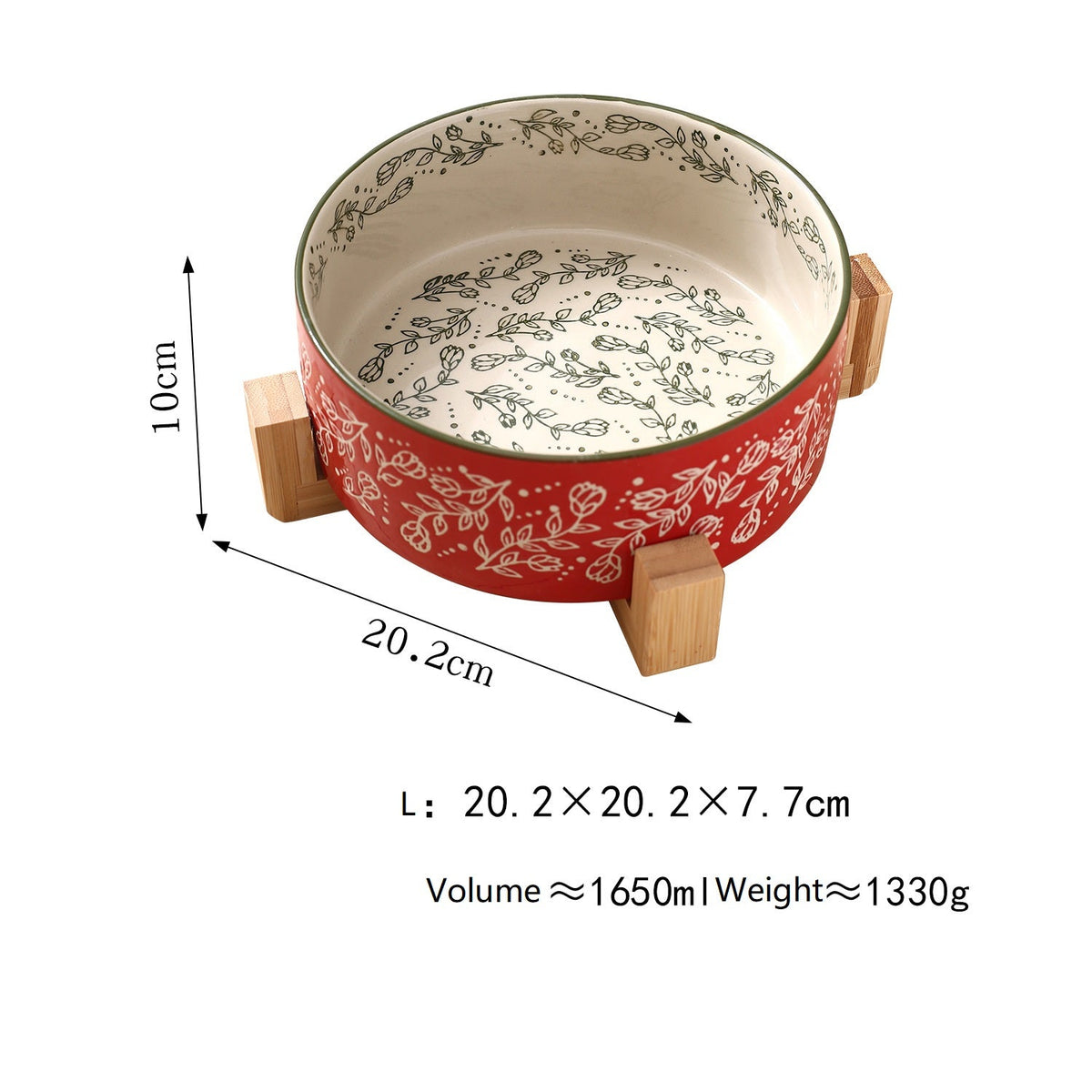 Garden Pattern Ceramic Pet Bowl with Stand