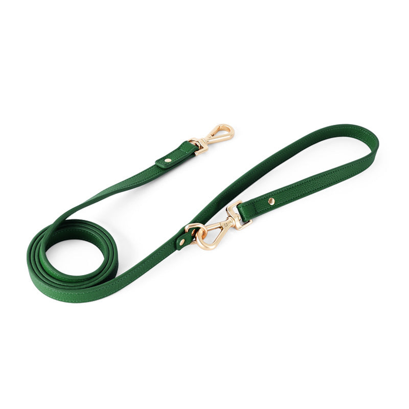 Boutique Leather Dog Harness & Leash Set – Brown/Green