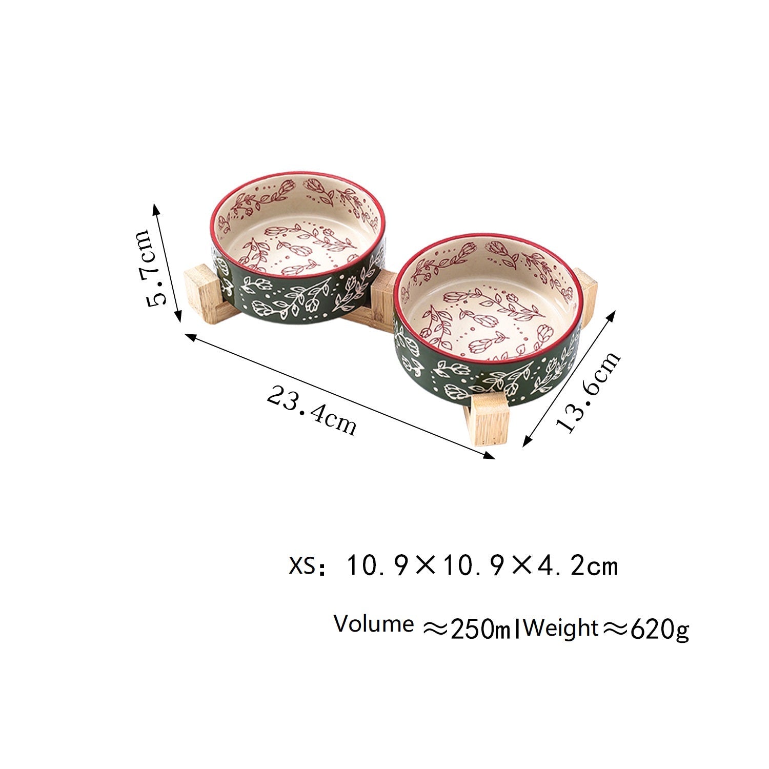 Garden Pattern Ceramic Pet Bowl with Stand
