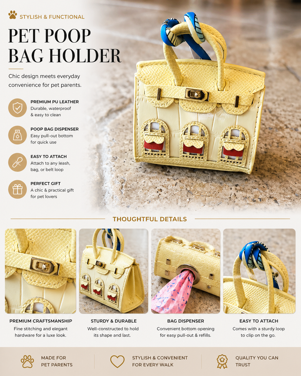 Boutique Handbag Dog Waste Bag Holder